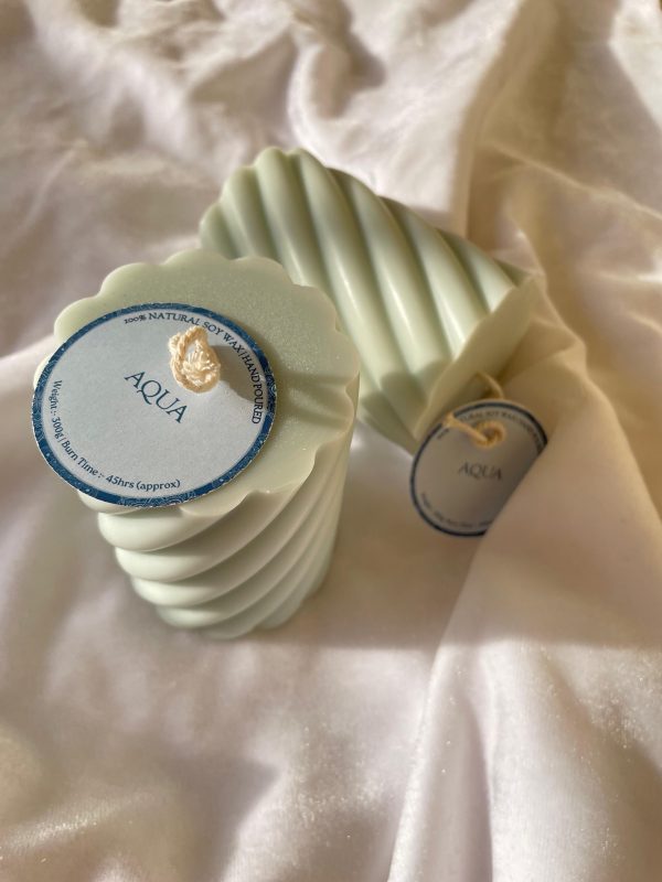 Aqua Pillar Candle - Image 3