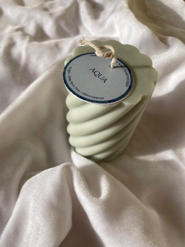 Aqua Pillar Candle