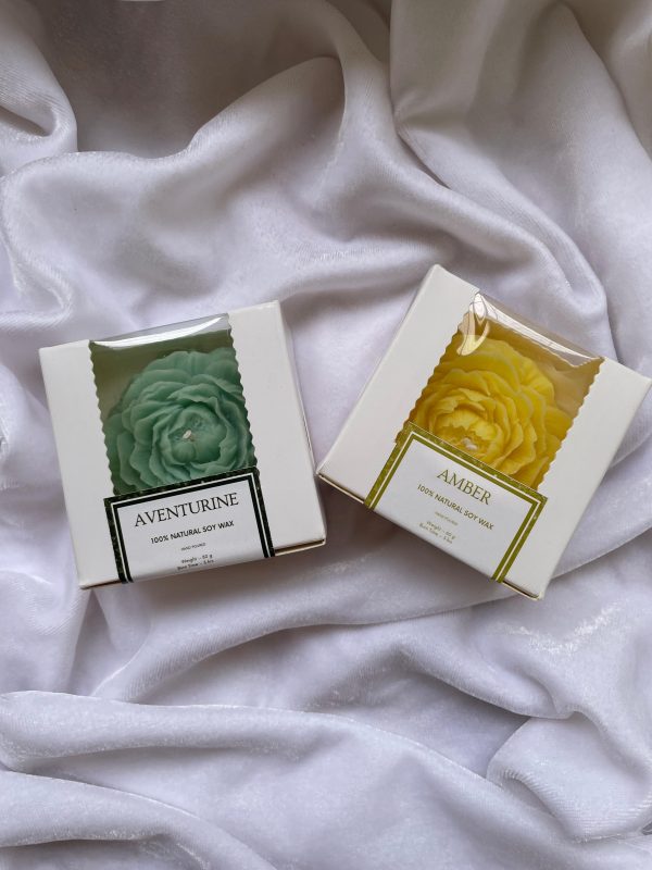 Combo Of Amber & Aventurine Peony Candles - Image 2