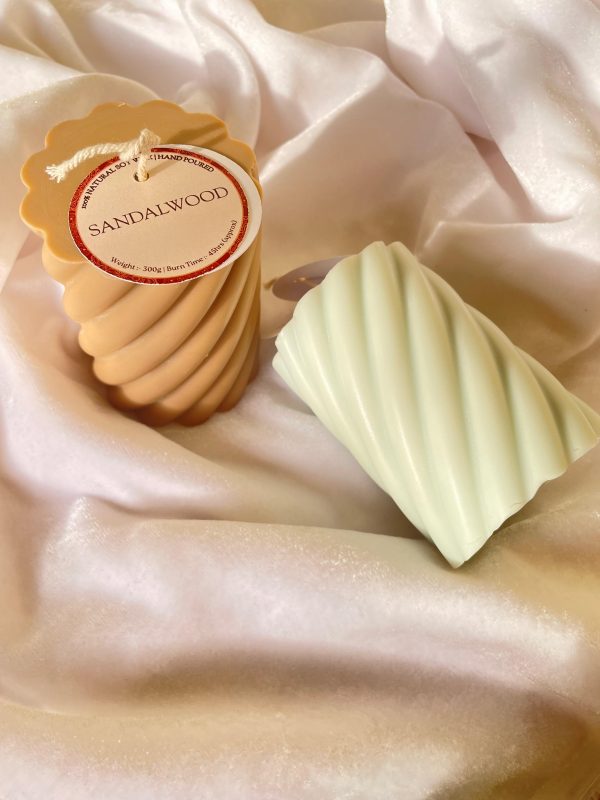 Combo Of Sandalwood & Aqua Pillar Candles
